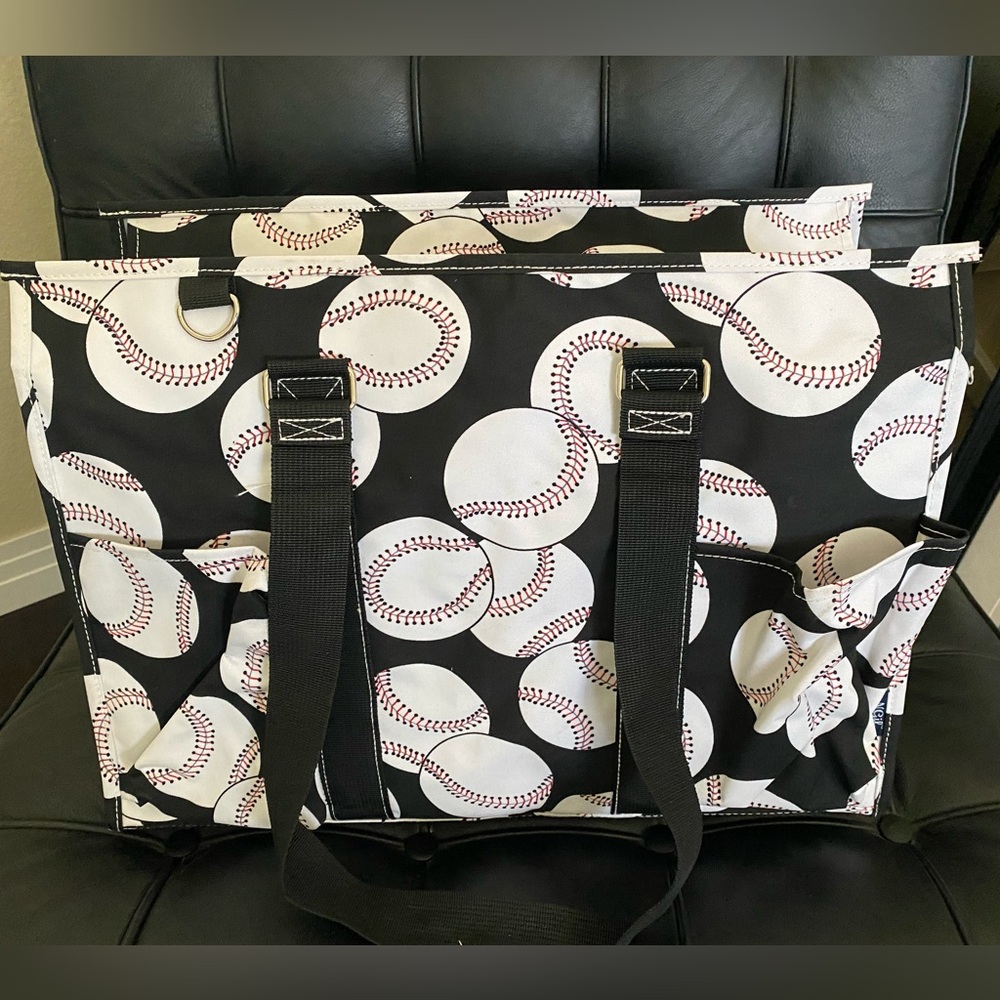 New Ngil Baseball Print Zippered Organizer Tote Bag